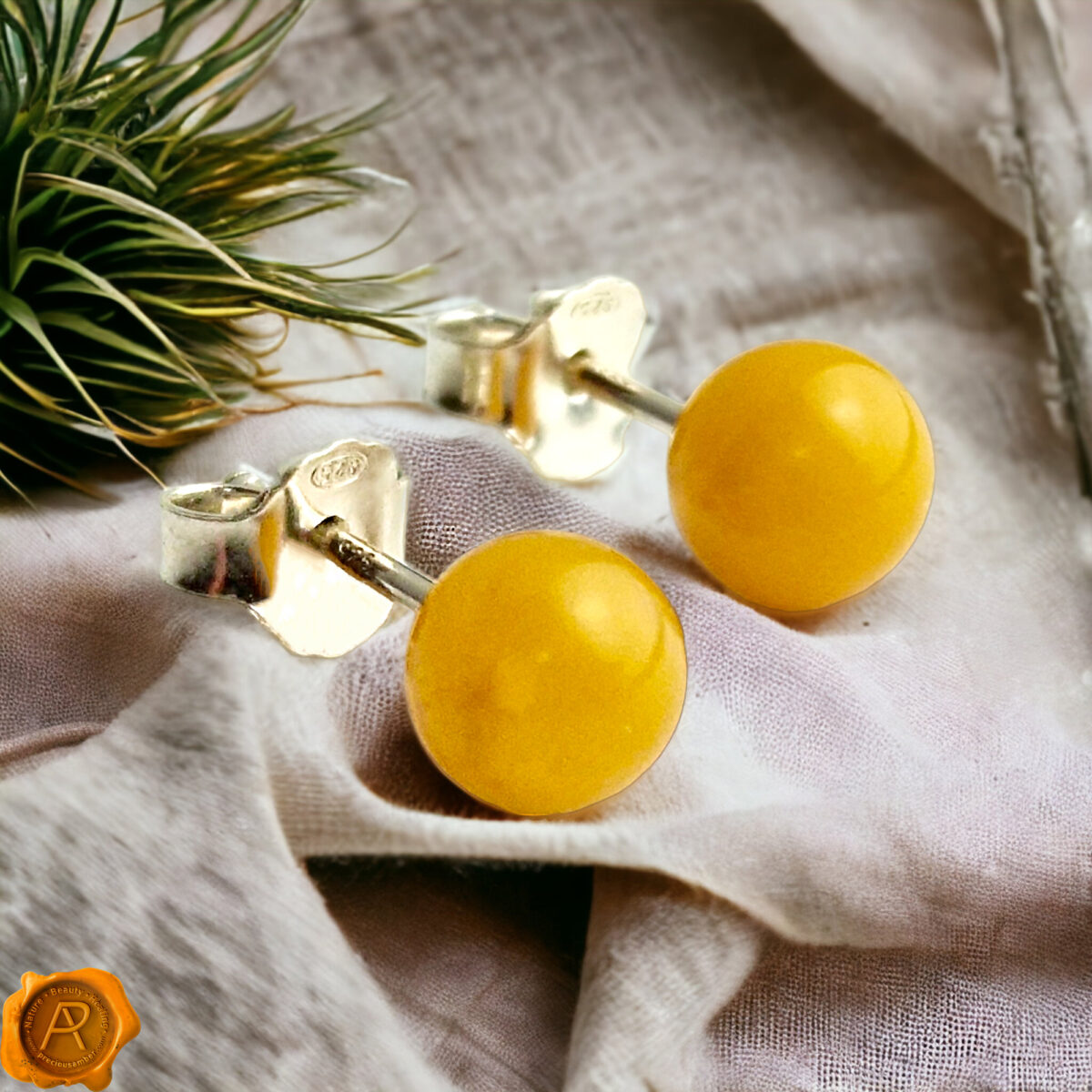 Amber stud sale earrings gold