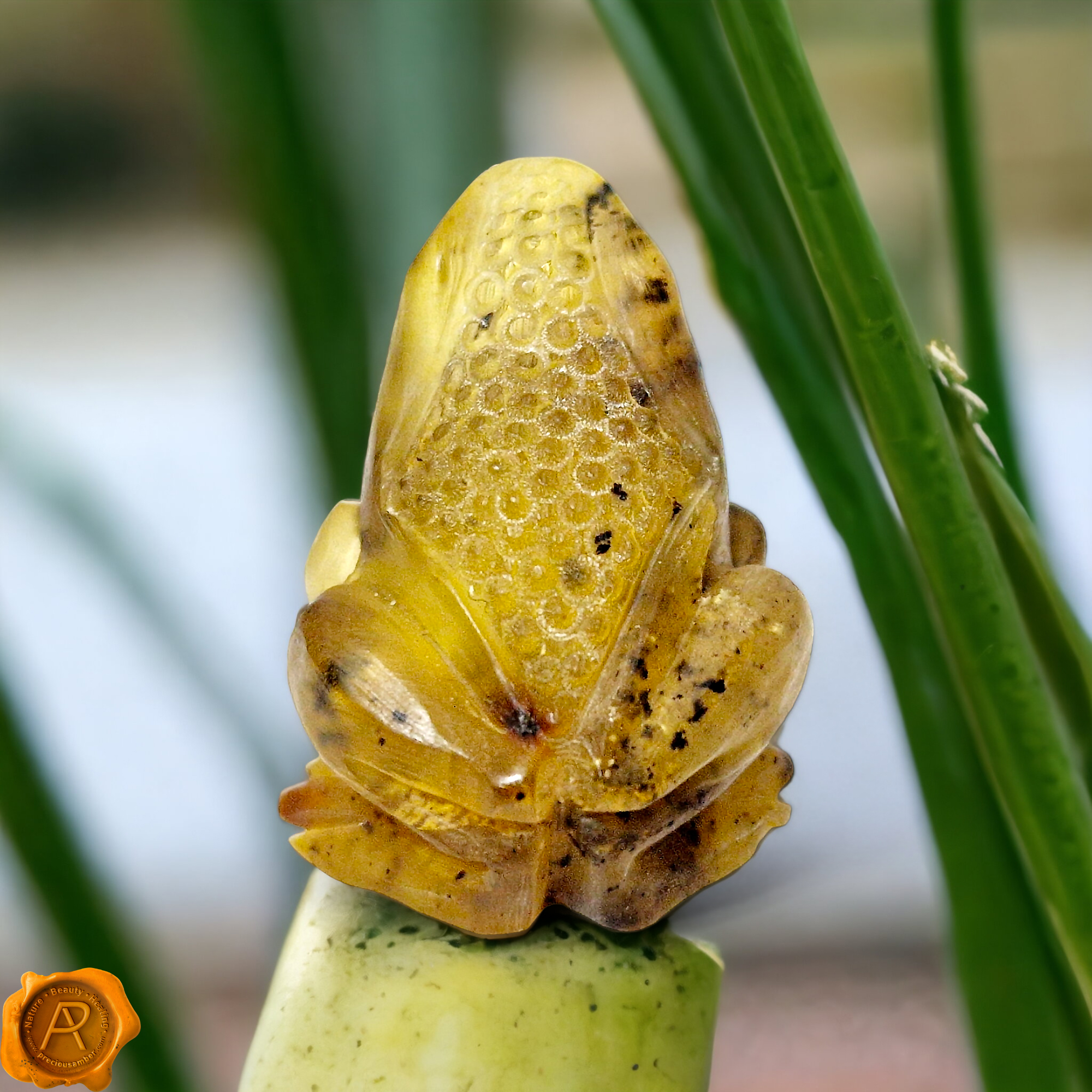 Frog Miniature Figurine Handmade Genuine Baltic Amber