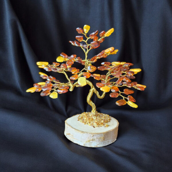 Handmade Amber Bonsai Tree Gift, Large Baltic Amber Tree of Life Luck Happiness, Amber Gemstone Chakra Tree Amber Bonsai Money Trees Gifts